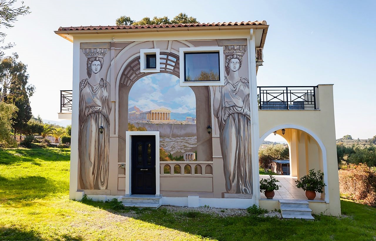 Zakynthos - Villa avec peintures murales grecques à Lithakia